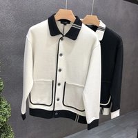 Clothing Autumn Lapel Knitted Cardigan Contrast High End Fashion Trend Niche All Match Personality Jacket