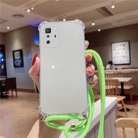 Luxury Cute Lanyard Silicone Phone Case For Xiaomi Redmi Note 10 10S 9 8 Mi 12 11 T Lite Pro Ultra-thin Necklace Rope Co