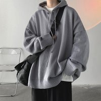 Clothing Hooded Turtleneck Sweater Loose Lazy Style Sweater Retro Thickened Outer Wear Knitted Sweater Jacket