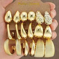 9 Piece Irregular Teardrop Earrings Set – Bold Geometric Hoop & Dangle Earrings Trendy Abstract Design
