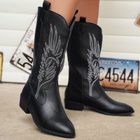 Fashion explosive ethnic style embroidery pointed toe low heel boots