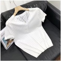 Men's Clothing 2024 Summer Slim Men's Thin Short sleeved T shirt Fashion Hollow V neck Bottoming Shirt Sweetheart Neck T shirt