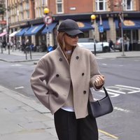 Double Breasted Wool Blend Coat Casual British Style Long Sleeve Trench Coat S M L XL XXL