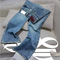 Clothing High Waist Wide Leg Narrow Version Retro Straight Loose Floor Length Jeans Summer
