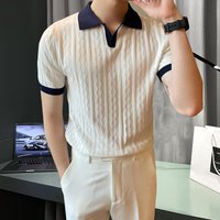 Clothing Light Mature Style Breathable Versatile Ice Silk Knitted Short Sleeved Polo Shirt Casual Top Trend