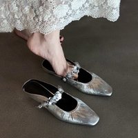 Lan Cabinet Edition ~ Summer Fashionable Elegant Square Toe Mules One Strap Slip On Closed Toe Half
