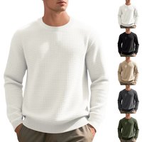 Men's Casual Sweatshirt - Relaxed Fit Crewneck Pullover With Mini Check Pattern | Soft Cotton Blend, Thickened For Spring/Fall