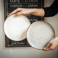 High Value Water Pattern Flat Plate 8 Inch Ceramic Steak Plate Restaurant Retro Irregular Plate