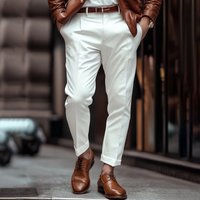 Comfortable Straight Fit Breathable Business Dress Pants Slanted Pockets Classic Black Navy Khaki White 