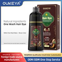 OUKEYA Natural Hair Dye Shampoo For Gray Coverage - 4 In 1 Coloring, Conditioning & Strengthening Formula With Long-Lasting Brown Color (500ml)