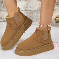 Winter Snow Boots Thick Sole & Faux Fur Lining Warm Slip On Round Toe Casual Shoes Cold Weather