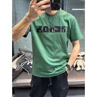 2025 Summer New Short Sleeved T-shirt Round Neck Letter Printed Pure Cotton Breathable Casual Versatile Trendy Men's Top