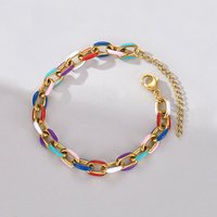 Titanium Steel Colorful Oil Drip Cuban For Women, Unique Design, Light Luxury, High-end Feel, Couple Bracelet Jewelry