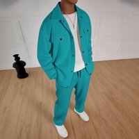 Men's Casual Track Suit Set - Breathable Polyester Jacket & Straight Fit Pants (6 Colors) | Lightweight Athletic Two-Piece Outfit
