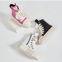 Large High Top Sneakers Thick Bottom Casual Shoes Lace Up PU Upper Couple Matching Yellow White
