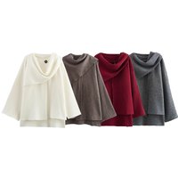 Oversized Cape Cardigan – Vintage-Inspired Knit Sweater With Distressed Finish (Coffee/Grey/Burgundy/White)