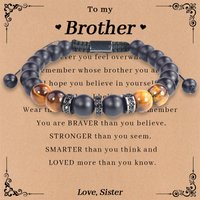 Men’s Jewelry Bracelet Christmas Gift Hand Woven For Son Husband And Boyfriend Tiger Eye Stone Black Frosted Bracelet