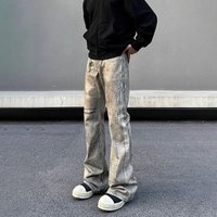 Dirty Fit Distressed Jeans Streetwear Digital Print Flared Pants 