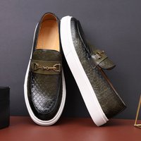 Fashion Men's Casual Emed Leather Men Classic Buckle Loafers Mens Slip-on Board Shoes Outdoor Driving Flats