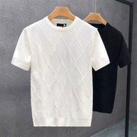 Ice Silk Short Sleeved T shirt Summer Thin Trendy Brand Knitted Sweater Top Slim Fit Elastic Breathable