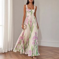 Pleated Print Dress Trendy Spring Summer Regular Fit