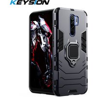 KEYSION Shockproof Armor Case Redmi 9 Ring Stand Silicone Phone Back Cover Xiaomi Redmi Note