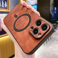 Luxury Leather Retra Case For IPhone 16 15 13 14 12 11 Pro Max 16 Plus For Magnetic Wireless Charge Mag Safe Full Cover