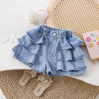 Mother& wear denim shorts thin cake lace culottes