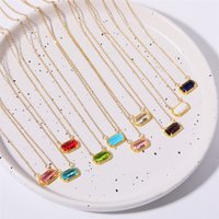 Oval twelve birthstone necklace egg shaped emerald pendant natural stone clavicle chain gold plated color preservation