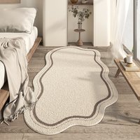 Small Area Rug、Minimalist、 Modern Simple Imitation Cashmere Carpet Bedroom Non Slip Decorative Bedside Rug Living Room Long Strip Stain Resistant
