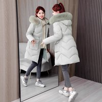 Clothing Detachable Sleeve Parka Coat Faux Fur Hood Winter Warm Longline Quilted Jacket Khaki Black Cream & Blue Grey