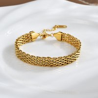 Trndy Mtal Coars Opn Titanium Stl Braclt Womns Clavicl Waving Snak Bon Chain Jwlry Simpl
