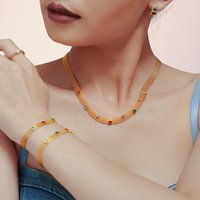 Women's Jewelry Geometric Zircon Necklace & Bracelet Set, Titanium Steel PVD Plated Hypoallergenic, Durable & Tarnish-Free, Gold & Silver Tone