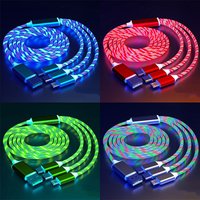 3 1 Glowing LED Flowing Streamer Light Fast Charger USB Cable Luminous Type C Cable