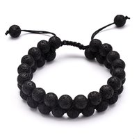 Charm Bracelets Colorful Agate Volcanic Stone Black Stone Double Layer Braided Bracelets, Couple Jewelry