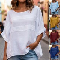 round Neck Casual Top Three Quarter Sleeve Loose Fit Independent Website Summer Style
