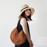 New Straw Bag Large Capacity Straw Bag Woven Bag Single Shoulder Handbag Round Women’s Bag Holiday Beach Bag