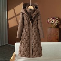 New Women's Slim Fit Long Cotton Padded Coat Winter Fashion Mid-Length Waist Cinching Warm down Jacket