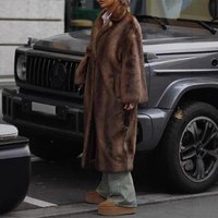 Women's Clothing Real shot winter warm long mink coat street thickened plush fur coat