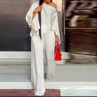 Clothing Fashion Casual Suits Elastic Cotton Wide Leg Pants Two Piece Suits Stock