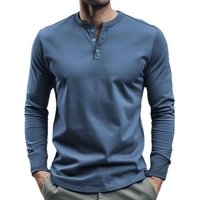 Men's Clothing Autumn And Winter Long Sleeve T Shirt Twill Henry Collar Fashion Casual Solid Color Bottoming Shirt
