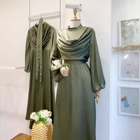 Clothing Fashion Satin Puff Sleeve Pile Collar Dress