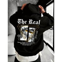 1 Pcs Herren Kapuzenpullover Aus French Terry Mit Buchstaben Und Porträtprint Weit Geschnittener Pullover Mit Kängurutasche Unelastischer