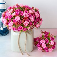 Factory wholesale 21 diamond roses 7-pronged spring roses small rose buds artificial flowers artificial plastic flowers