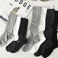 Simple Spring Summer Breathable Long Tube Cotton Mid Calf Knee High Ins Trend Calf Socks