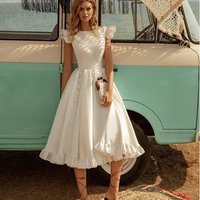 Clothing Short Sleeved Waist Dress Puff Skirt