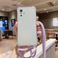 Luxury Cute Lanyard Silicone Phone Case For Xiaomi Redmi Note 10 S 9 8 Mi 12 X 11 T Lite Pro Ultra-thin Necklace Rope Co