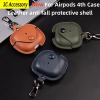 Case Airpods 4th(2024)Capa Luxury Leather Design Anti Fall Protective 2024 Cases Airpods 4 Cover Funda
