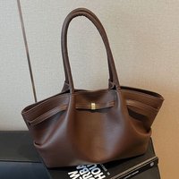 Women's Large Capacity Vintage Shoulder Bag - Stylish Folded Tote For Work & Daily Use, PU Leather With Zipper Closure, Black/White/Red/Brown/Khaki