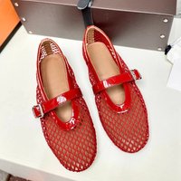 2025 Fishing Net Hollowed Out Ballet Dance Button Button Worn Flat Mesh Surface Mary Jane Single